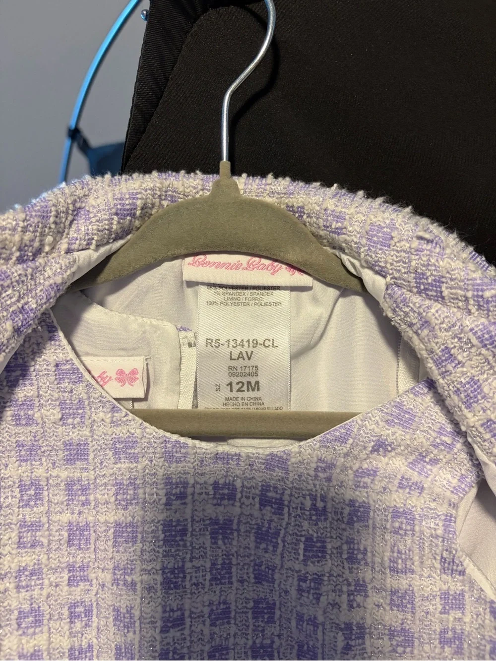 Bonnie Baby Lavender and White Tweed Coat and dress set 12 M